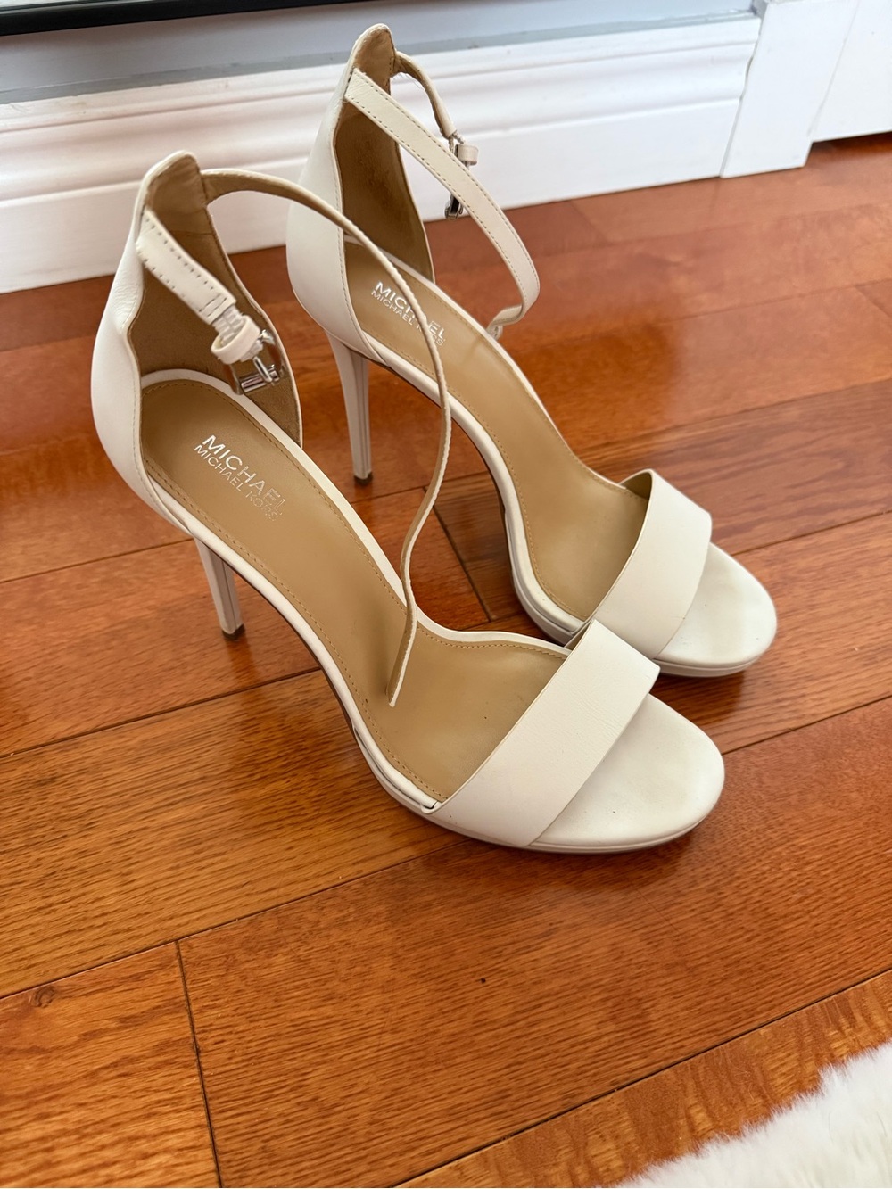 Michael Kors Ivory Ankle-Strap Stiletto Sandals